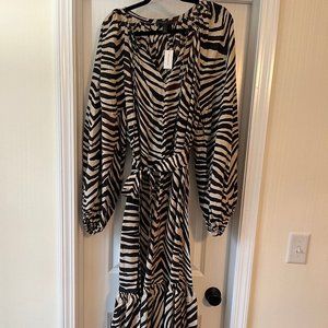 NWT Banana Republic 100% Silk Animal Print Maxi Dress, Size L Tall
